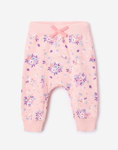 Розовые брюки с цветочным узором для малышки Gloria Jeans