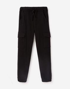 Чёрные брюк-карго с карманами для мальчика Gloria Jeans