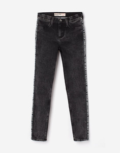 Чёрные облегающие джинсы Legging с лампасами для девочки Gloria Jeans