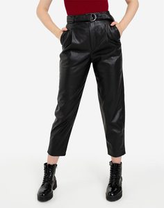 Зауженные брюки из экокожи Gloria Jeans