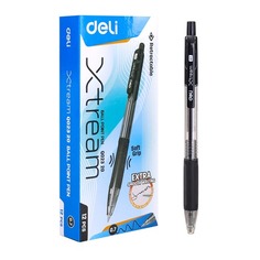Ручка шариков. Deli X-tream EQ02320 прозрачный/черный d=0.7мм автоматическая сменный стержень линия 12 шт./кор.