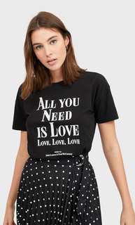 Stradivarius Футболка С Надписью All You Need Is Love Женская Коллекция Черный S