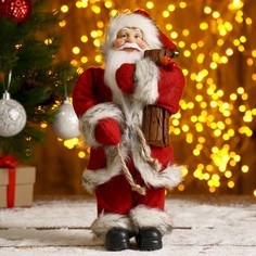 Дед мороз в красной шубке с брёвнышком 29 см Зимнее волшебство