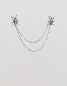 Уголки для воротника с жуком и искусственным жемчугом ASOS EDITION-Серебряный