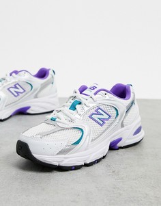 Белые сетчатые кроссовки со вставками лавандового цвета New Balance 530-Белый