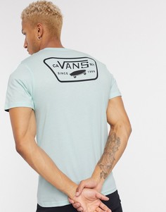 Голубая футболка с принтом на спине Vans-Многоцветный