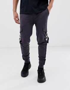 Темно-синие брюки карго в стиле милитари Soul Star-Серый