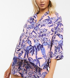 Классическая рубашка и шорты из 100% модала с пальмовым принтом ASOS DESIGN Maternity-Мульти