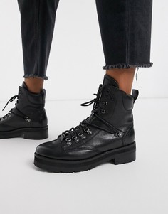 Черные кожаные походные ботинки Bronx-Черный цвет