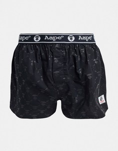Черные боксеры с принтом AAPE By A Bathing Ape-Черный