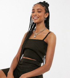 Шоколадный кроп-топ от комплекта с квадратным вырезом COLLUSION-Коричневый