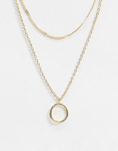 Золотистое многорядное ожерелье с подвеской-монетой DesignB London-Золотистый