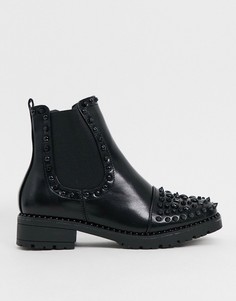 Черные ботинки челси из искусственной кожи с заклепками Truffle Collection-Черный