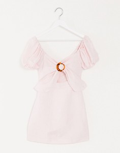 Платье мини с пышными рукавами и принтом фламинго Significant Other-Розовый цвет