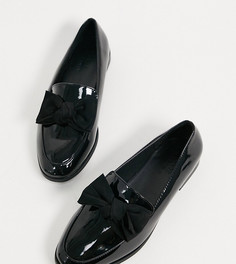 Черные лакированные туфли на плоской подошве для широкой стопы ASOS DESIGN-Черный цвет