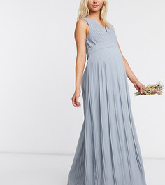 Голубое плиссированное платье макси без рукавов TFNC Maternity bridesmaid-Голубой
