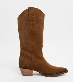 Светло-коричневые замшевые ботинки в стиле вестерн для широкой стопы Depp-Светло-коричневый