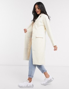 Удлиненное кремовое пальто Missguided-Белый