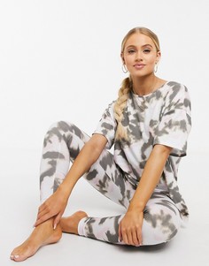 Пижама из футболки и леггинсов с принтом тай-дай ASOS DESIGN-Мульти