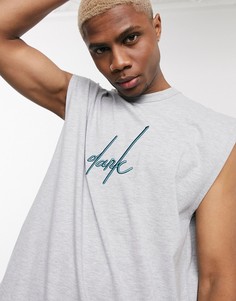 Свободная футболка без рукавов с вышитым логотипом ASOS Dark Future-Серый