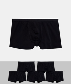 Набор из 5 черных боксеров-брифов из органического хлопка ASOS DESIGN Plus - Скидка-Черный