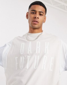 Oversized-футболка колор блок c логотипом ASOS Dark Future-Белый