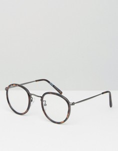 Круглые очки с прозрачными стеклами в черепаховой оправе ASOS-Коричневый