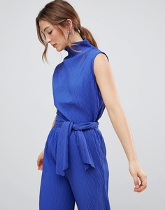 Блузка без рукавов с высоким воротом mByM-Синий