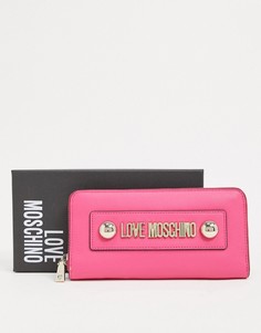 Большой кошелек цвета фуксии с заклепками Love Moschino-Розовый
