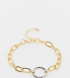 Золотистый браслет с овальными звеньями и серебристым кольцом DesignB
