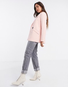 Розовый двубортный блейзер бойфренда River Island-Розовый цвет