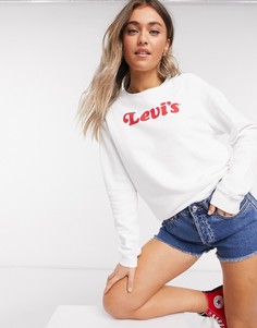 Серый свободный свитшот с круглым вырезом и логотипом Levis