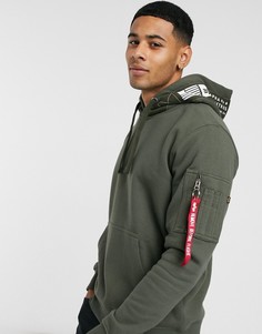 Темно-оливковый худи из хлопка Alpha Industries-Зеленый