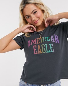 Черная футболка American Eagle-Черный