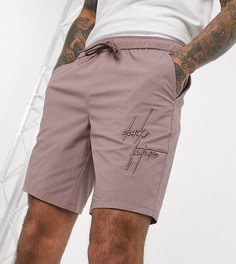 Шорты с вышитым логотипом ASOS Dark Future Tall-Коричневый цвет