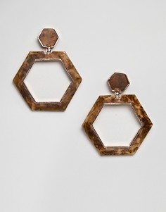 Серьги с шестиугольными черепаховыми подвесками Glamorous-Золотой