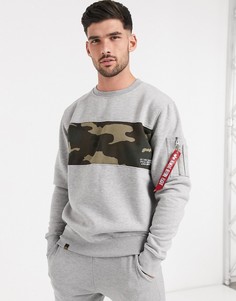 Серый хлопковый свитшот с начесом Alpha Industries 17