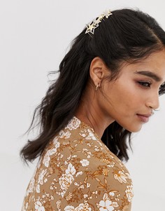Гребень для волос со звездами и отделкой камнями ASOS DESIGN-Серебряный