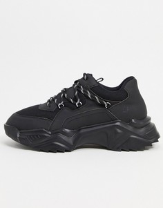 Черные кроссовки из искусственной кожи на массивной подошве Koi Footwear-Черный цвет