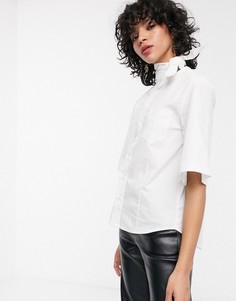 Белая блузка с завязкой на шее и широкими рукавами Simonett-Белый