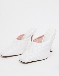 Белые стеганые мюли на высоком каблуке ASOS DESIGN-Белый