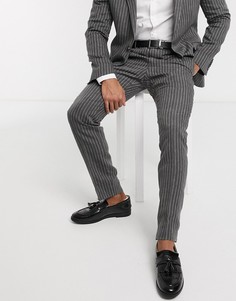 Узкие серые брюки в полоску Shelby & Sons-Серый
