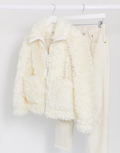 Белая свободная куртка из искусственного меха Missguided-Белый