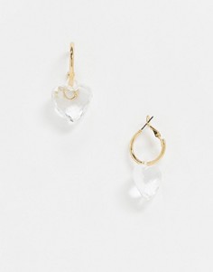 Золотистые серьги-кольца с подвеской-сердечком ASOS DESIGN-Золотой