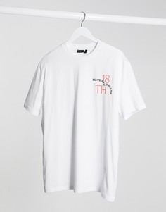 Белая свободная футболка с принтом на груди и спине ASOS DESIGN-Белый