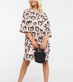 Кремово-черное платье-футболка с принтом ASOS DESIGN Maternity-Белый