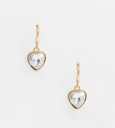 Золотистые серьги-кольца с подвеской-сердцем из камня DesignB London-Золотой