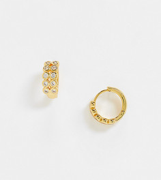 Серьги-кольца с камнями и покрытием из 14-каратного золота ASOS DESIGN-Золотой
