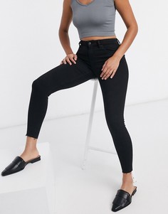 Черные джинсы скинни с необработанными краями Bershka-Черный цвет
