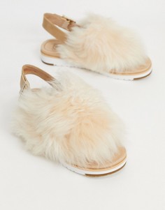 Бежевые сандалии из овчины с ремешком через пятку UGG-Neutral